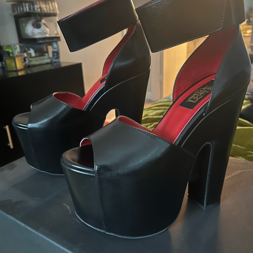 Kat Von D Black and Red Platform Heels
